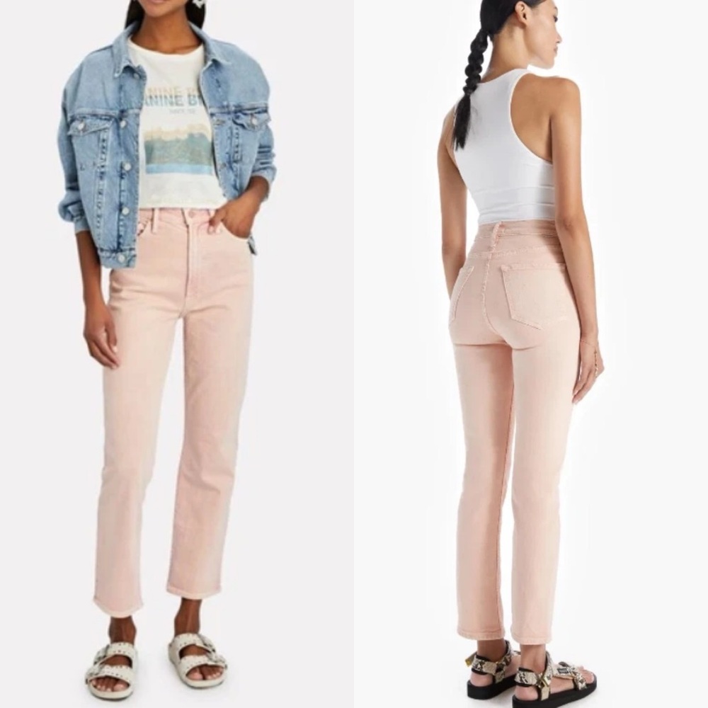 Mother Superior Denim High Waisted Rider Flood Jeans Sz 28 Into The Mist Pink